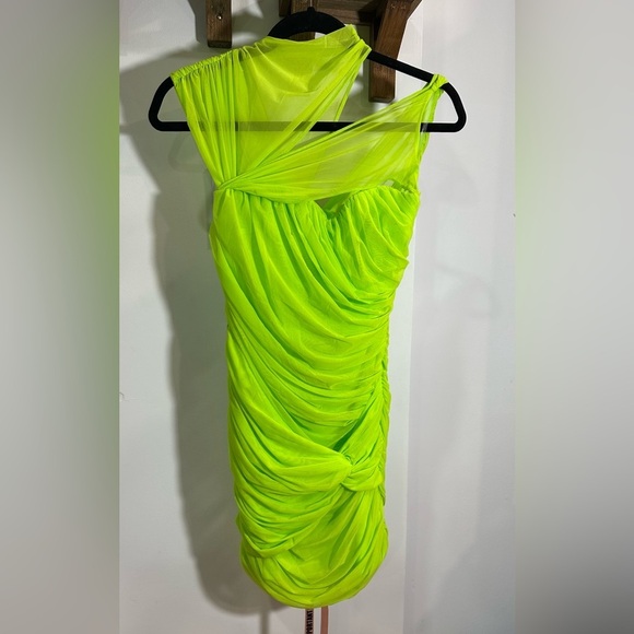 NWT House of CB Adrie Neon Green Gathered Mini Dress Small - Picture 16 of 16